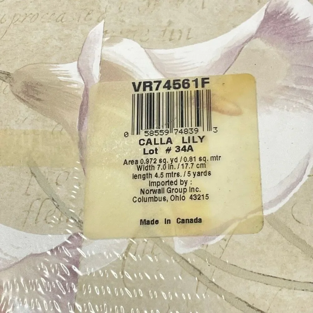 Home Trends Wall Border Designs Norwall Group Calla Lilly Lot #34A 20 yds total